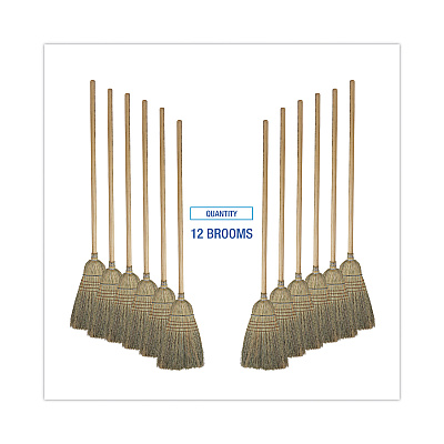 Boardwalk Warehouse Broom, Corn Fiber Bristles, 56" Overall Length, Natural, 12/Carton (BWK932CCT)