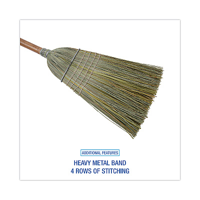 Boardwalk Warehouse Broom, Yucca Corn Fiber Bristles, 56" Overalll Length, Natural, 12/Carton (BWK932YCT)
