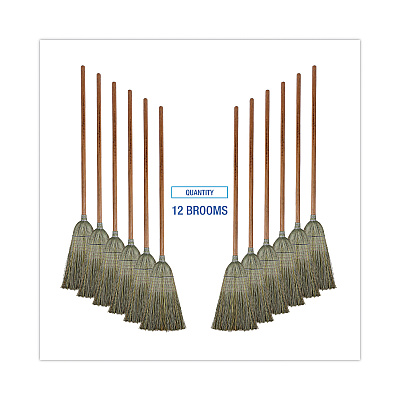 Boardwalk Warehouse Broom, Yucca Corn Fiber Bristles, 56" Overalll Length, Natural, 12/Carton (BWK932YCT)