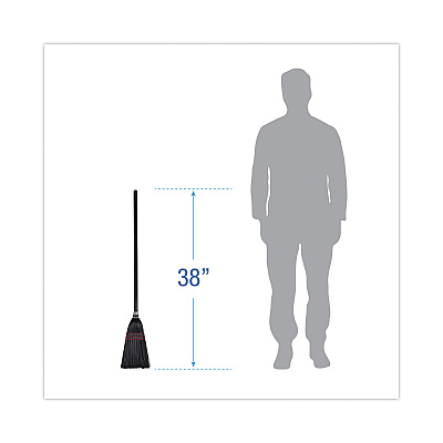 Boardwalk Flag Tipped Poly Lobby Brooms, Flag Tipped Poly Bristles, 38" Overall Length, Natural/Black, 12/Carton (BWK951BP)