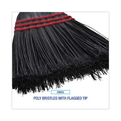 Boardwalk Flag Tipped Poly Lobby Brooms, Flag Tipped Poly Bristles, 38" Overall Length, Natural/Black, 12/Carton (BWK951BP)