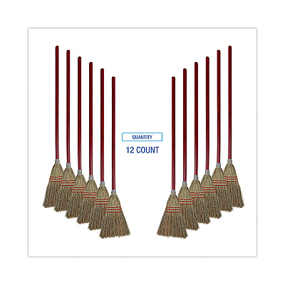 Boardwalk Corn Fiber Lobby/Toy Broom, Corn Fiber Bristles, 39" Overall Length, Red, 12/Carton (BWK951TCT)
