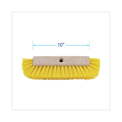 Boardwalk Dual-Surface Scrub Brush, Yellow Polypropylene Bristles, 10" Brush, Plastic Handle (BWK3410)