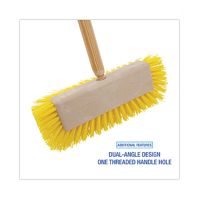 Boardwalk Dual-Surface Scrub Brush, Yellow Polypropylene Bristles, 10" Brush, Plastic Handle (BWK3410)