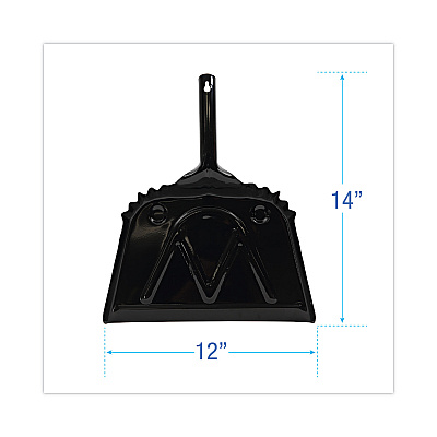 Boardwalk Metal Dust Pan, 12 x 14, 5" Handle, 20-Gauge Steel, Black (BWK04212EA)