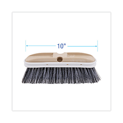 Boardwalk Polystyrene Vehicle Brush with Vinyl Bumper, Black/White Polystyrene Bristles, 10" Brush (BWK8410)