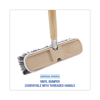 Boardwalk Polystyrene Vehicle Brush with Vinyl Bumper, Black/White Polystyrene Bristles, 10" Brush (BWK8410)