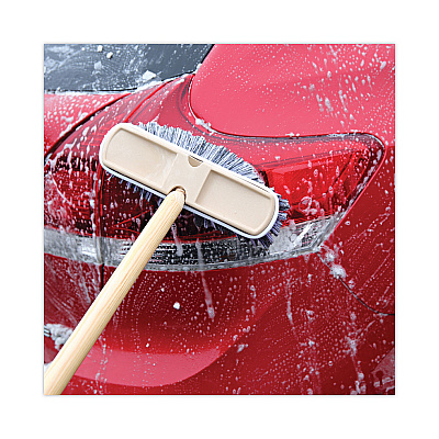 Boardwalk Polystyrene Vehicle Brush with Vinyl Bumper, Black/White Polystyrene Bristles, 10" Brush (BWK8410)