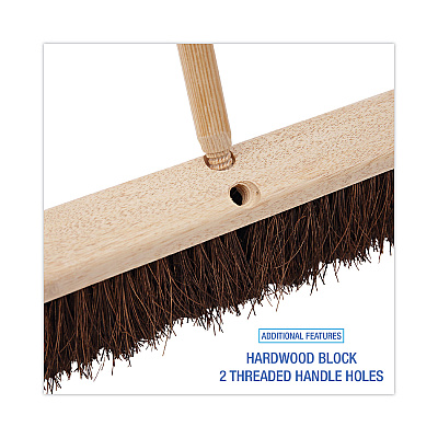 Boardwalk Floor Brush Head, 3.25" Natural Palmyra Fiber Bristles, 18" Brush (BWK20118)