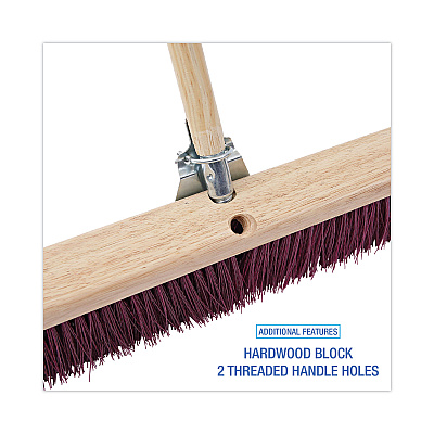 Boardwalk Floor Brush Head, 3.25" Maroon Stiff Polypropylene Bristles, 36" Brush (BWK20336)