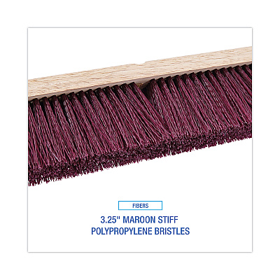 Boardwalk Floor Brush Head, 3.25" Maroon Stiff Polypropylene Bristles, 36" Brush (BWK20336)