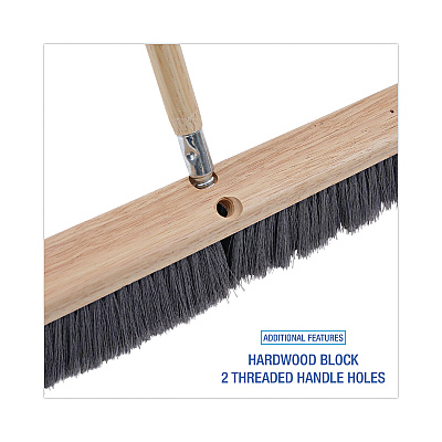 Boardwalk Floor Brush Head, 3" Gray Flagged Polypropylene Bristles, 24" Brush (BWK20424)