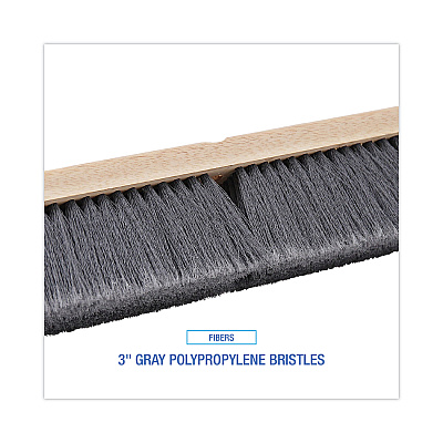 Boardwalk Floor Brush Head, 3" Gray Flagged Polypropylene Bristles, 24" Brush (BWK20424)