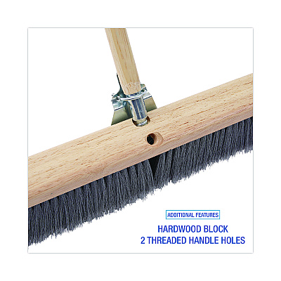Boardwalk Floor Brush Head, 3" Gray Flagged Polypropylene Bristles, 36" Brush (BWK20436)