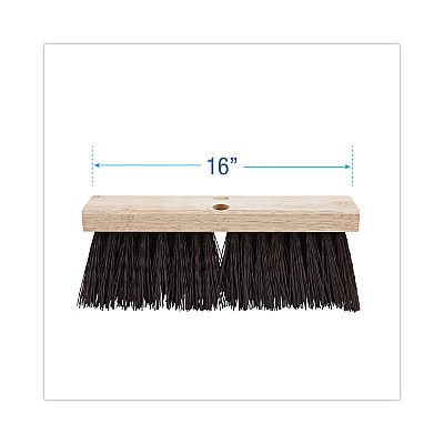 Boardwalk Street Broom Head, 6.25" Brown Polypropylene Bristles, 16" Brush (BWK73160)