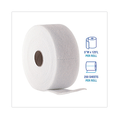 Boardwalk TrapEze Disposable Dusting Sheets, 5" x 125 ft, White, 250 Sheets/Roll, 2 Rolls/Carton (BWK582505)