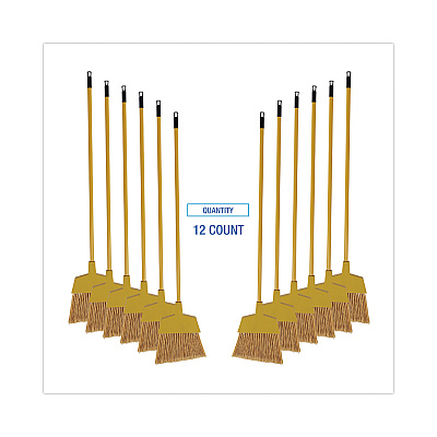 Boardwalk Corn Fiber Angled-Head Lobby Brooms, 55" Handle, Yellow, 12/Carton (BWKBRMAXIL)