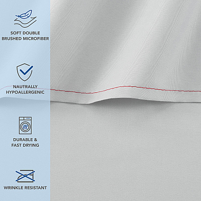 Host & Home Microfiber Flat Sheets - Full - Gray W/ Red Hem, Pack Of 6 (P-MFS-81108-GY)