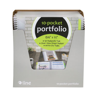 C-Line 10-Pocket Poly Portfolio with Write-On Tabs, 8.5 x 11, Clear/Clear (CLI33650)