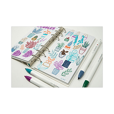 Zebra ClickArt Porous Point Pen, Retractable, Fine 0.6 mm, Assorted Ink and Barrel Colors, 12/Pack (ZEB69012)