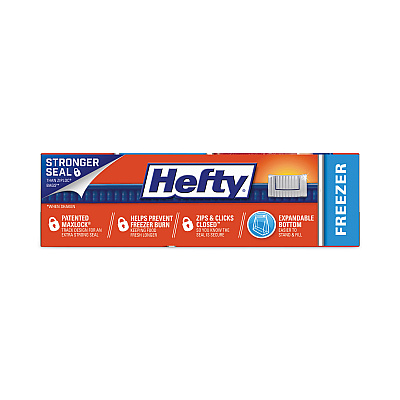 Hefty Slider Stand and Fill Freezer Storage Bags, 32 oz, 7" x 8", Clear, 35 Bags/Box, 9 Boxes/Carton (RFPR88079CT)
