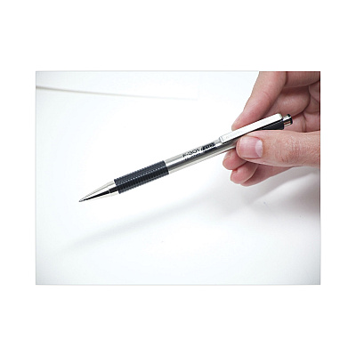 Zebra F-301 Ballpoint Pen, Retractable, Bold 1.6 mm, Black Ink, Stainless Steel/Black Barrel, 2/Pack (ZEB27312)
