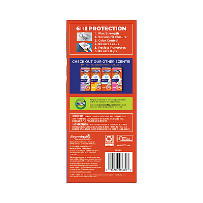 Hefty Extra Heavy-Duty Ultra Strong Scented Tall Kitchen Bags, Drawstring, 13 gal, Clean Burst, 23.75" x 24.88", White, 80/Box (PCTE88356)