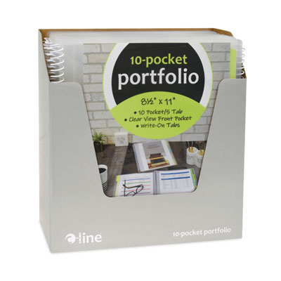 C-Line 10-Pocket Poly Portfolio with Write-On Tabs, 8.5 x 11, Clear/Clear (CLI33650)