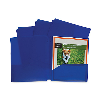 C-Line Two-Pocket Heavyweight Poly Portfolio Folder, 3-Hole Punch, 11 x 8.5, Blue, 25/Box (CLI32935)