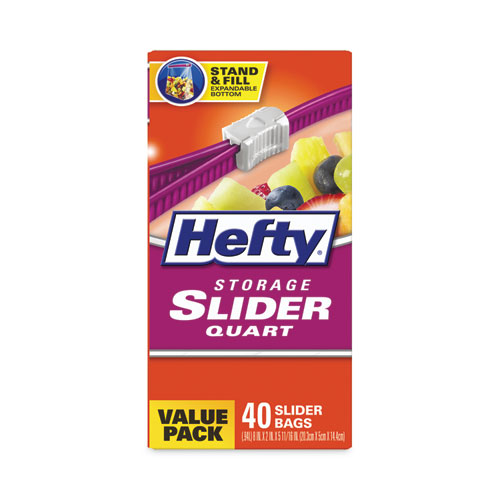 Hefty Slider Bags, 1 gal, 1.5 mil, 10.56" x 11", Clear, 270/Carton (R81430CT)