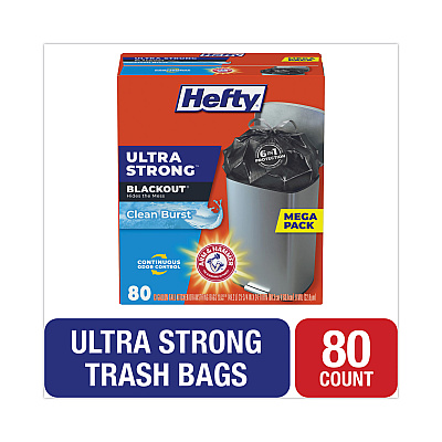 Hefty Ultra Strong BlackOut Tall-Kitchen Drawstring Bags, 13 gal, Citrus Twist Scent, 23.75" x 24.88", Black, 80/Box (PCTE88352)