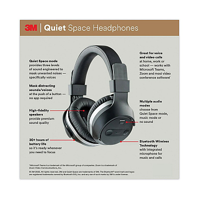 3M Quiet Space Headphones, Black (MMMQUIETSPSIOC)