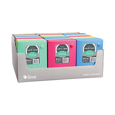 C-Line Index Card Case, Holds 200 4 x 6 Cards, 6.38 x 1.88 x 4.63, Polypropylene, Assorted Colors (CLI58046)