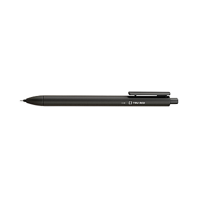 TRU RED Quick Dry Gel Pen, Retractable, Extra-Fine 0.38 mm, Black Ink, Black Barrel, 5/Pack (TUD24399731)
