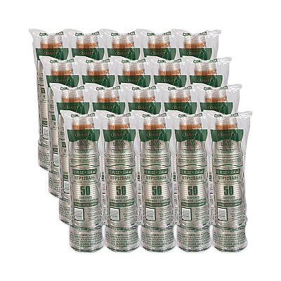 Dart Bare Eco-Forward RPET Cold Cups, ProPlanet Seal, 12 oz to 14 oz, Leaf Design, Clear, Squat, 50/Pack, 20 Packs/Carton (DCCRTP12BARECT)