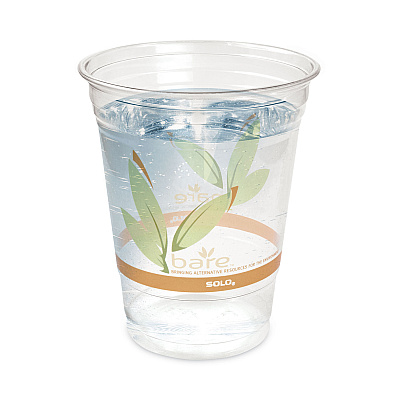 Dart Bare Eco-Forward RPET Cold Cups, ProPlanet Seal, 12 oz to 14 oz, Leaf Design, Clear, Squat, 50/Pack, 20 Packs/Carton (DCCRTP12BARECT)