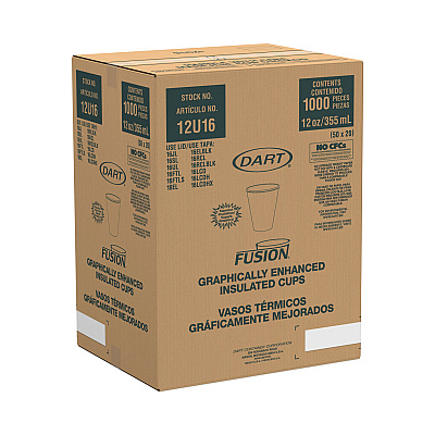 Dart Fusion Escape Foam Hot/Cold Cups, 12 oz, Brown/Black, 1,000/Carton (DCC12U16ESC)