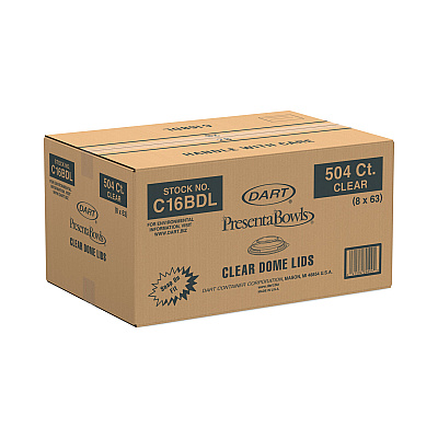 Dart PresentaBowls Clear Dome Lids, 5.4 Diameter x 1.1 h, Plastic, 504/Carton (DCCC16BDL)