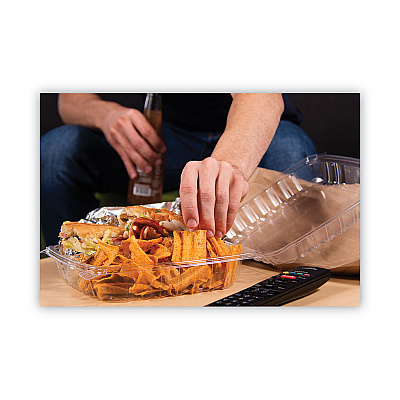 Dart ClearSeal Hinged-Lid Plastic Containers, 9.3 x 8.8 x 3, Clear, Plastic, 100/Bag, 2 Bags/Carton (DCCC95PST1)