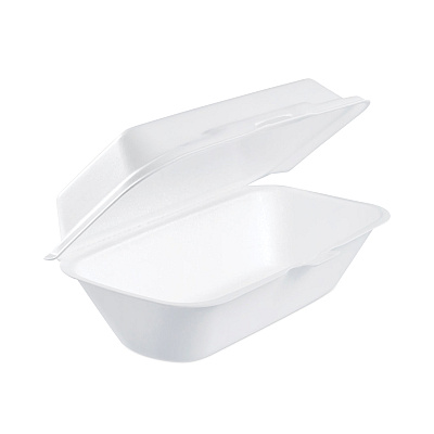Dart Foam Hinged Lid Container, Hoagie Container with Removable Lid, 5.3 x 9.8 x 3.3, White, 125/Bag, 4 Bags/Carton (DCC99HT1R)