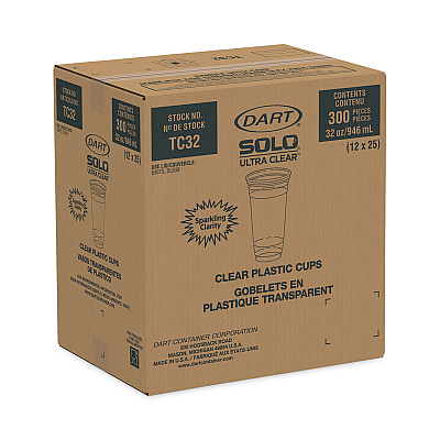 Dart Ultra Clear PETE Cold Cups, 32 oz, Clear, 300/Carton (DCCTC32)