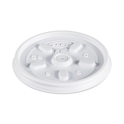 Dart Plastic Lids for Foam Containers, Vented, Fits 3.5-6 oz, White, 100/Pack, 10 Packs/Carton (DCC6JL)