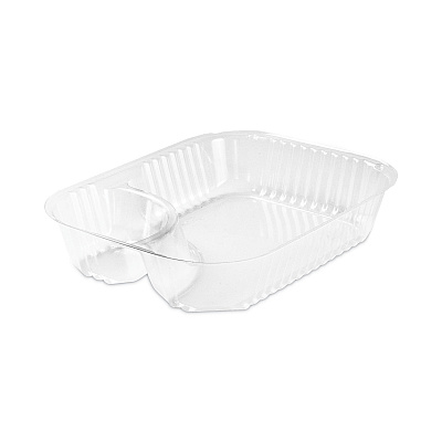 Dart ClearPac Large Nacho Tray, 2-Compartments, 3.3 oz, 6.2 x 6.2 x 1.6, Clear, Plastic, 500/Carton (DCCC68NT2)