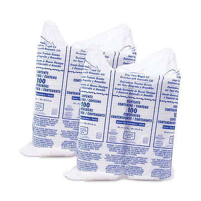 Dart Foam Hinged Lid Container, Vented Lid, 9 x 9.4 x 3, White, 100/Pack, 2 Packs/Carton (DCC90HTPF1VR)