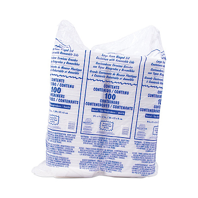 Dart Foam Hinged Lid Container, Vented Lid, 9 x 9.4 x 3, White, 100/Pack, 2 Packs/Carton (DCC90HTPF1VR)
