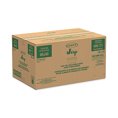 Dart Foam Container, Squat, 8 oz, 4.63" Diameter x 1.13"h, White, 500/Carton (DCC8SJ32)
