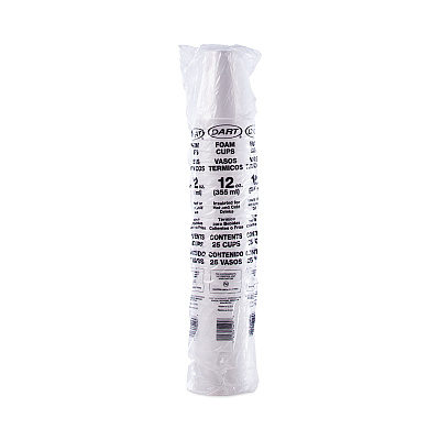 Dart Foam Drink Cups, 12 oz, White, 25/Pack (DCC12J12BG)