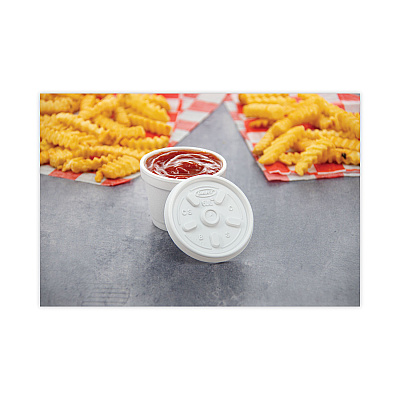 Dart Plastic Lids for Foam Containers, Vented, Fits 3.5-6 oz, White, 100/Pack, 10 Packs/Carton (DCC6JL)