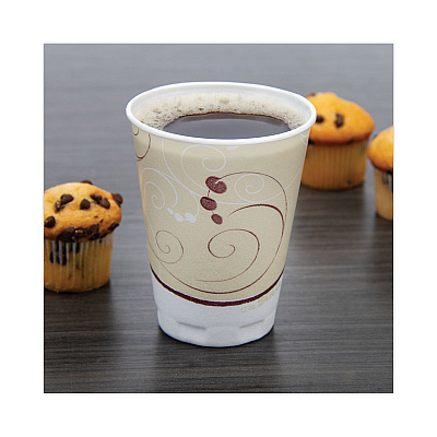 Dart Trophy Plus Dual Temperature Insulated Cups in Symphony Design, 12 oz, Beige, 1,000/Carton (SCCX12J8002CT)