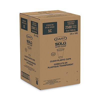 Solo Ultra Clear Cups, 5 oz, PET, 100/Bag, 25 Bags/Carton (DCC5C)